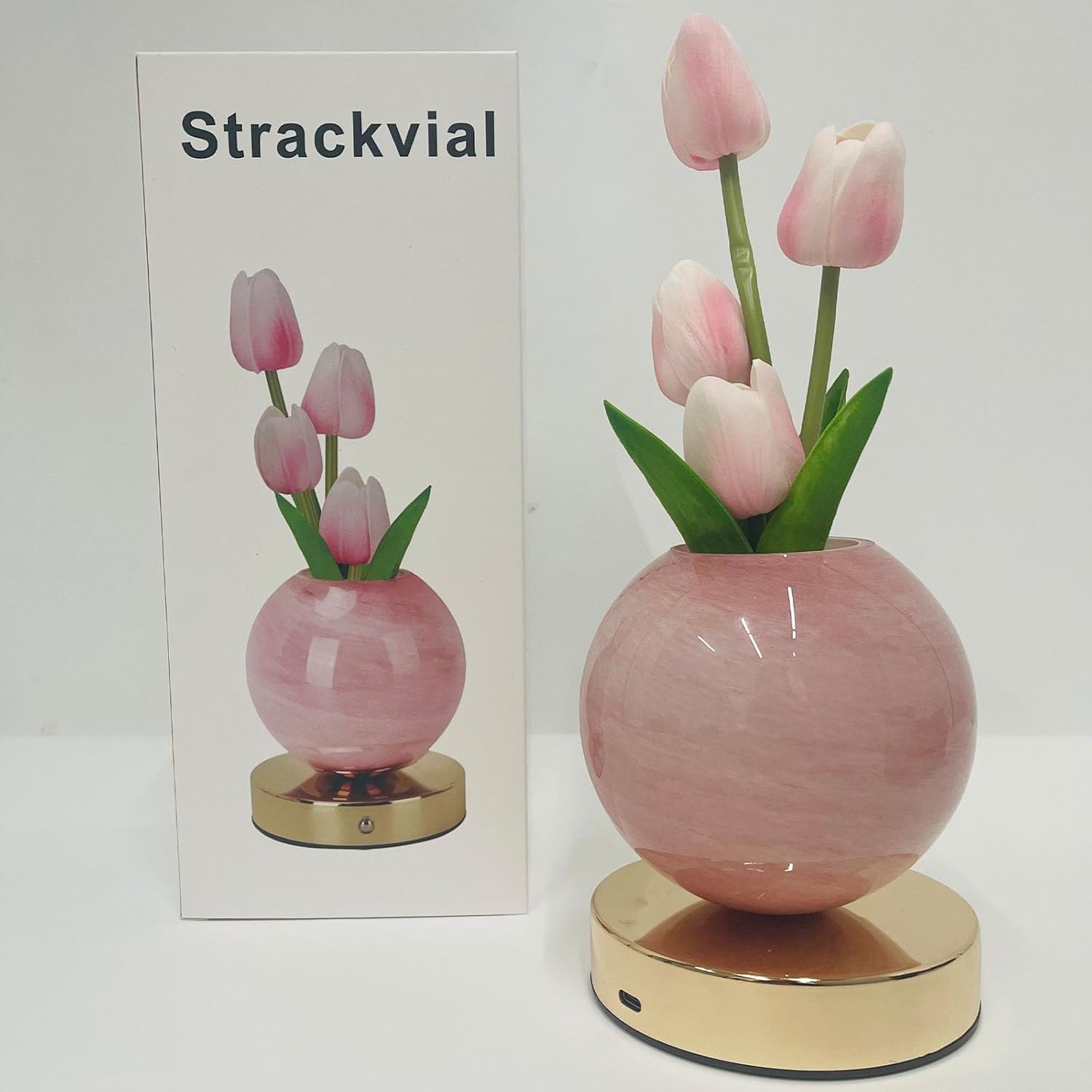 Enchanting Tulip Table Lamp - Rechargeable Cordless Touch Dimming LED Night Light for a Romantic Ambiance - Perfect Gift for Women and Moms (Pink)