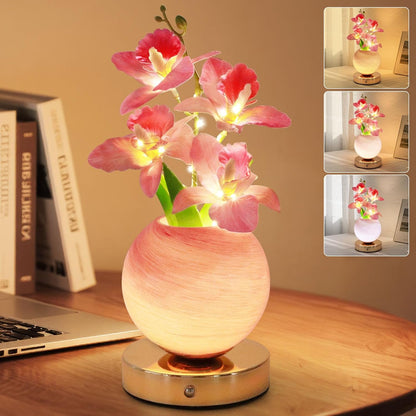 Enchanting Tulip Table Lamp - Rechargeable Cordless Touch Dimming LED Night Light for a Romantic Ambiance - Perfect Gift for Women and Moms (Pink)