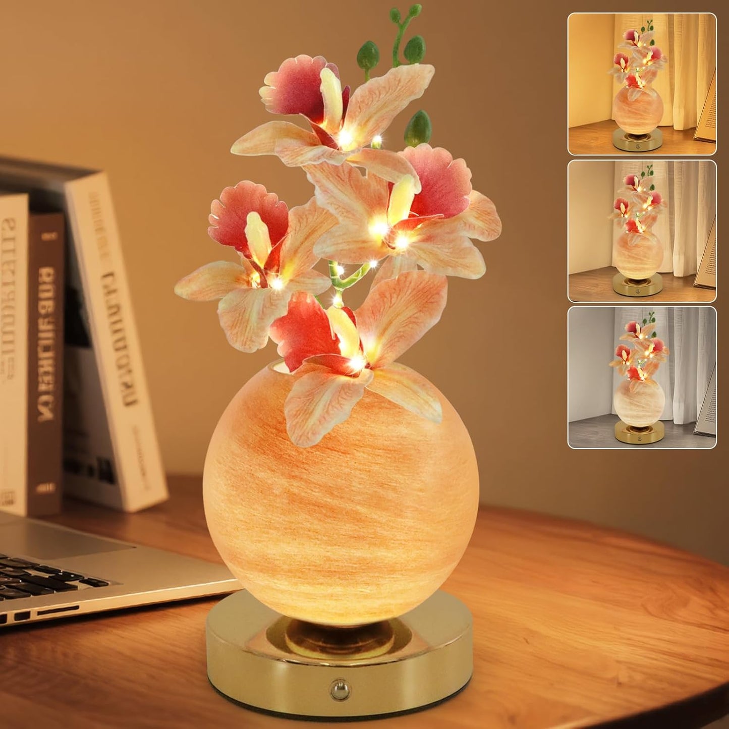 Enchanting Tulip Table Lamp - Rechargeable Cordless Touch Dimming LED Night Light for a Romantic Ambiance - Perfect Gift for Women and Moms (Pink)