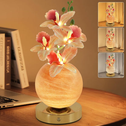 Enchanting Tulip Table Lamp - Rechargeable Cordless Touch Dimming LED Night Light for a Romantic Ambiance - Perfect Gift for Women and Moms (Pink)